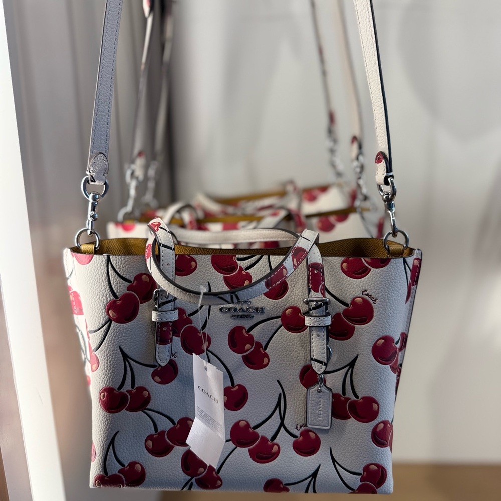 Coach Cherry Print White Tote Bag